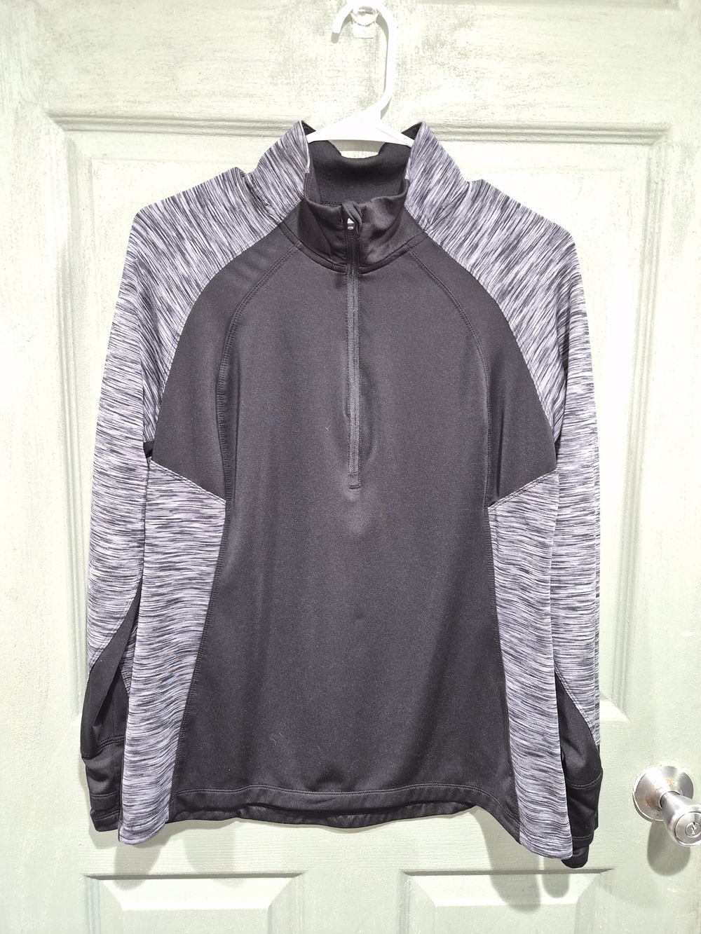 Danskin Black and Gray Long-Sleeve Quarter Zip Active Top